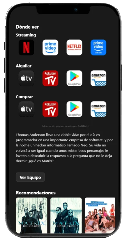 Encuentra donde ver series y películas