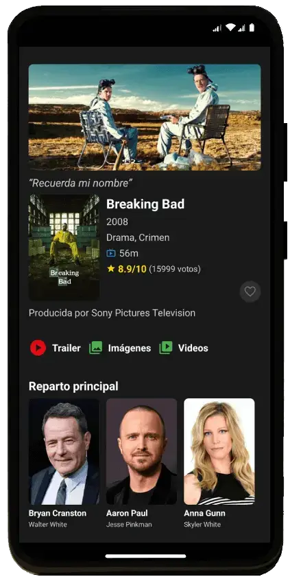 Detalles de series y películas